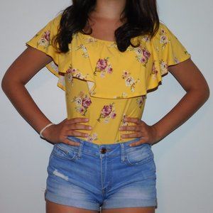 Yellow Floral Body Suit